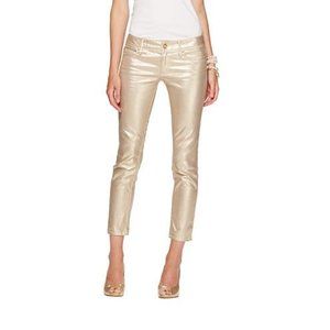 Lilly Pulitzer Gold Worth Skinny Mini Cropped Jean